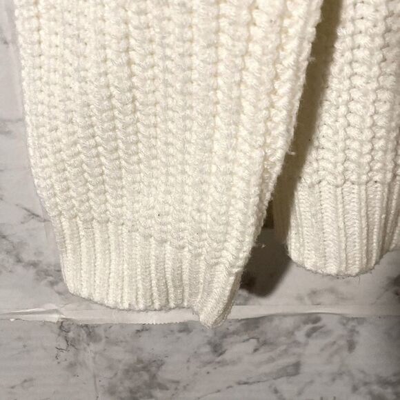 36-3 BERSHKA white drawstring cowl neck knit pullover sweater M - Picture 5 of 8